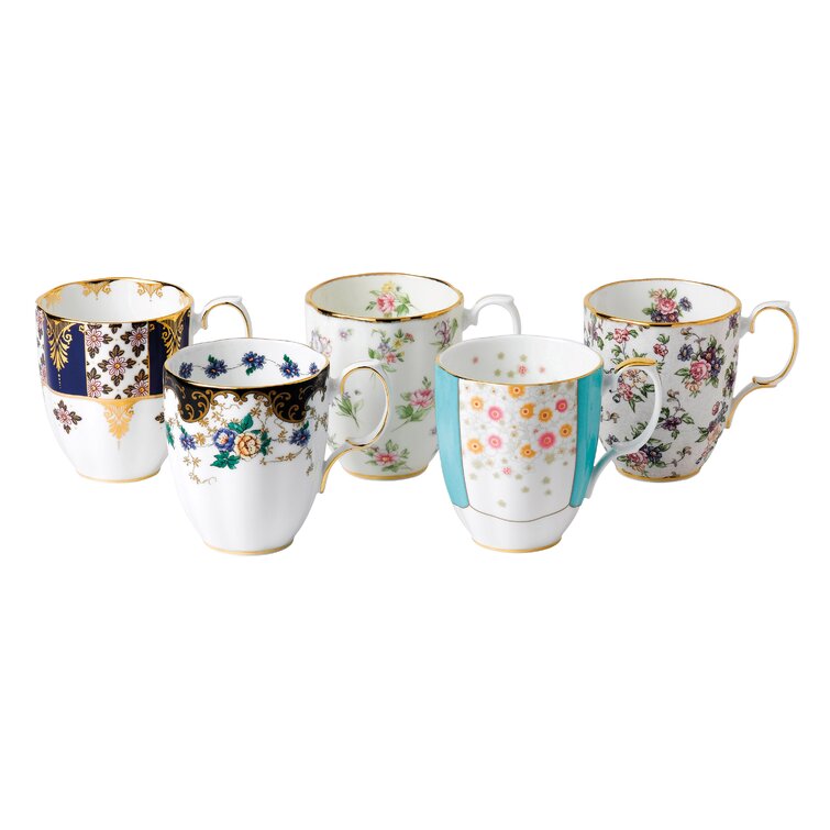 100 Years of Royal Albert 5 Piece Bone China Coffee Mug Set